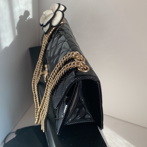 Rare🖤 CHANEL Evening Star East West Glitter Leather Bijoux Soft Gold Quilted Bag - Picture 7 of 16